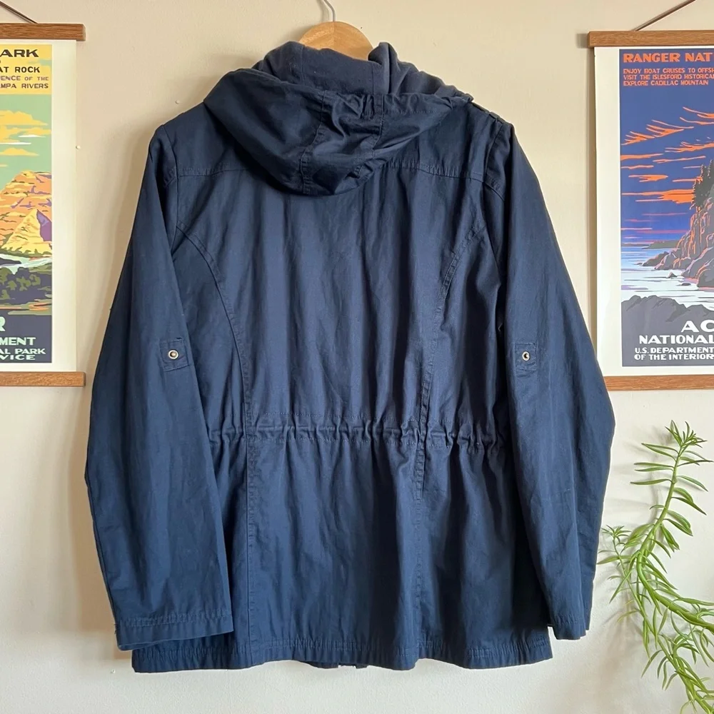 Made By Johnny 100% Cotton  Utility Anorak Jacket Detachable Hood Size Large - Picture 2 of 6